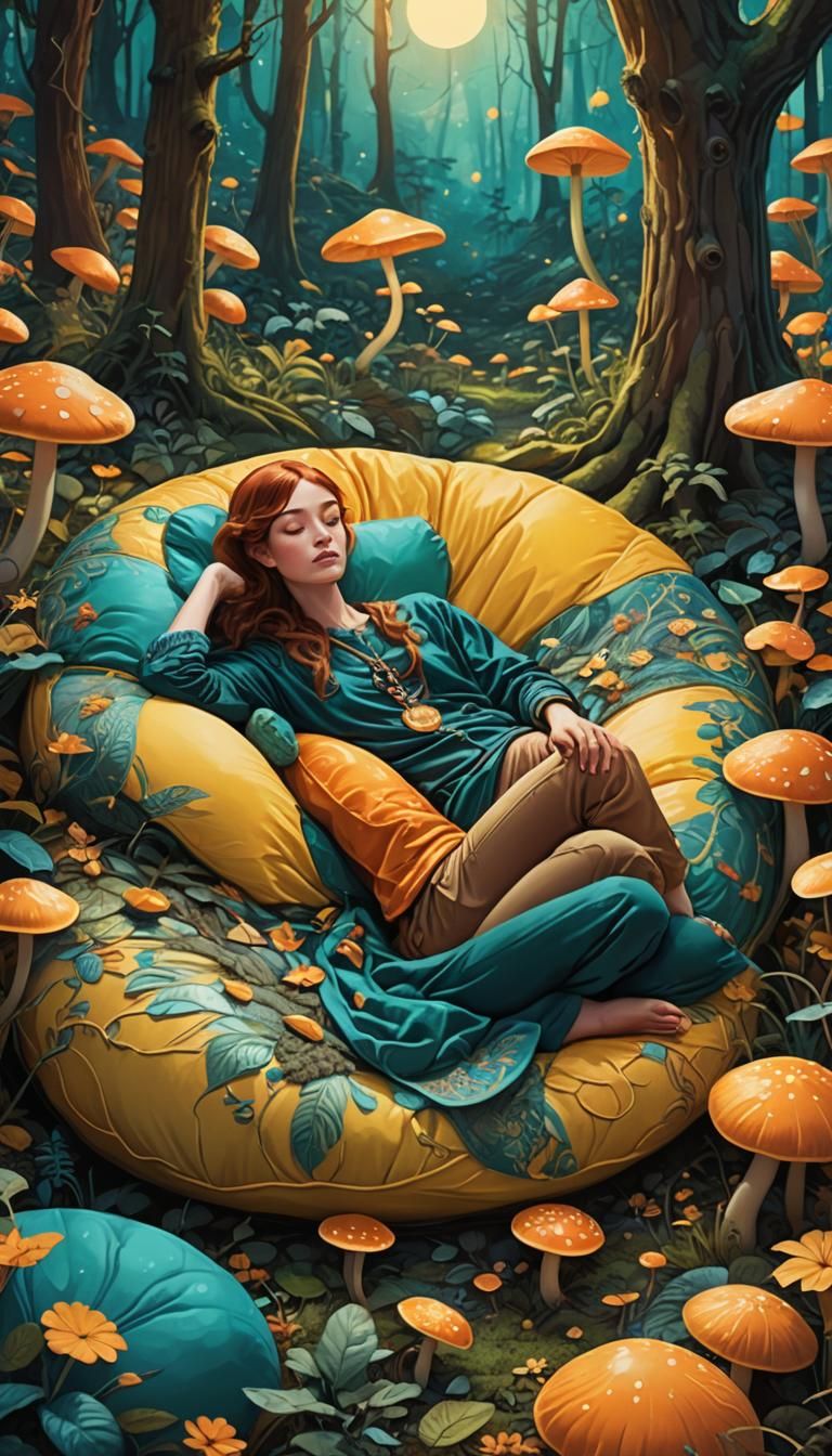 Mystical Forest Glade in Art Nouveau Style