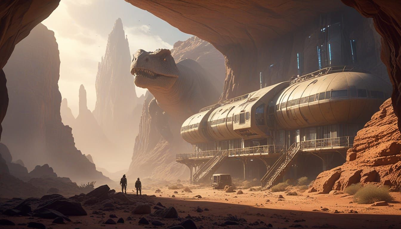 Futuristic Research Facility in Prehistoric Desert