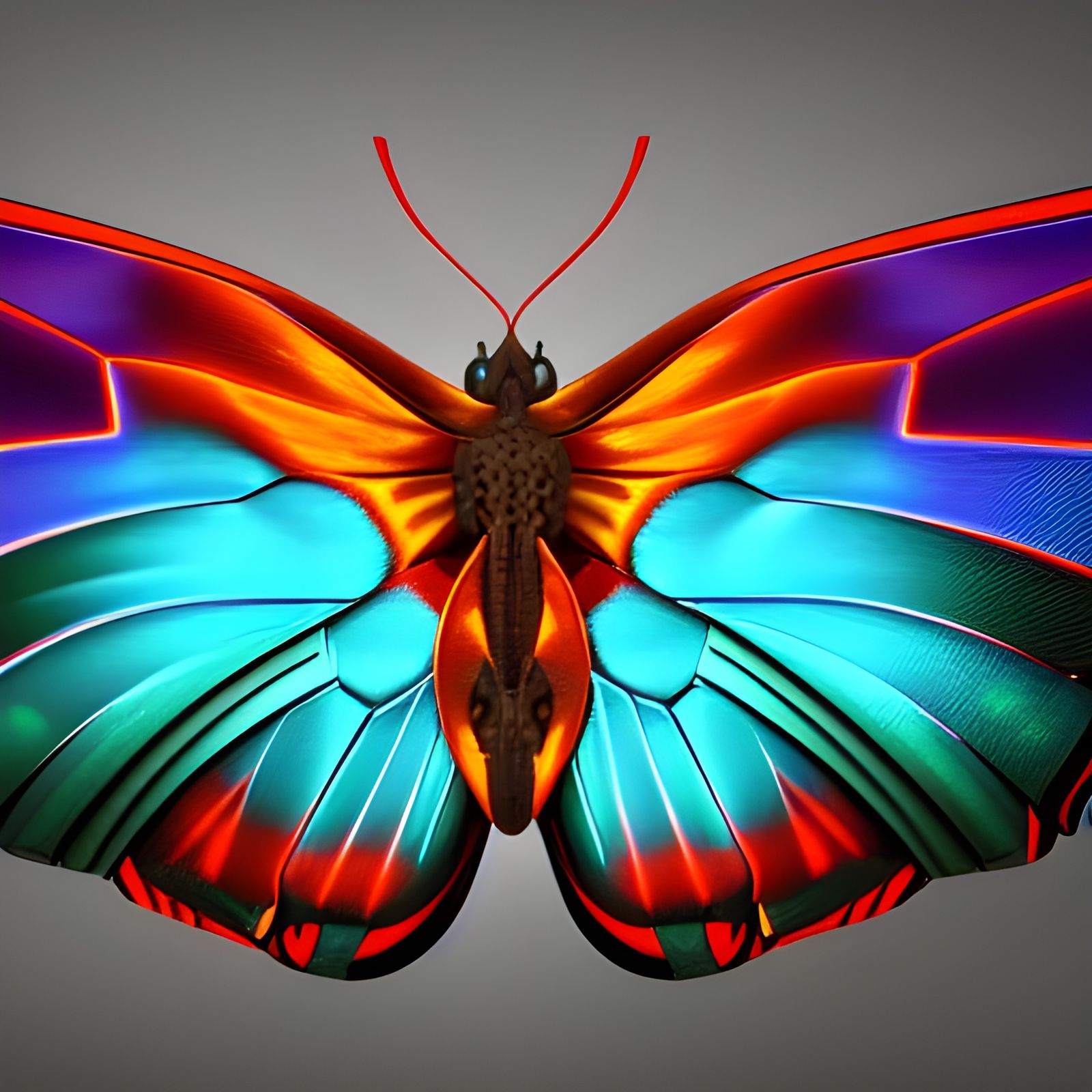 Butterfly with Fire Wings in Hyperdetailed Digital Art