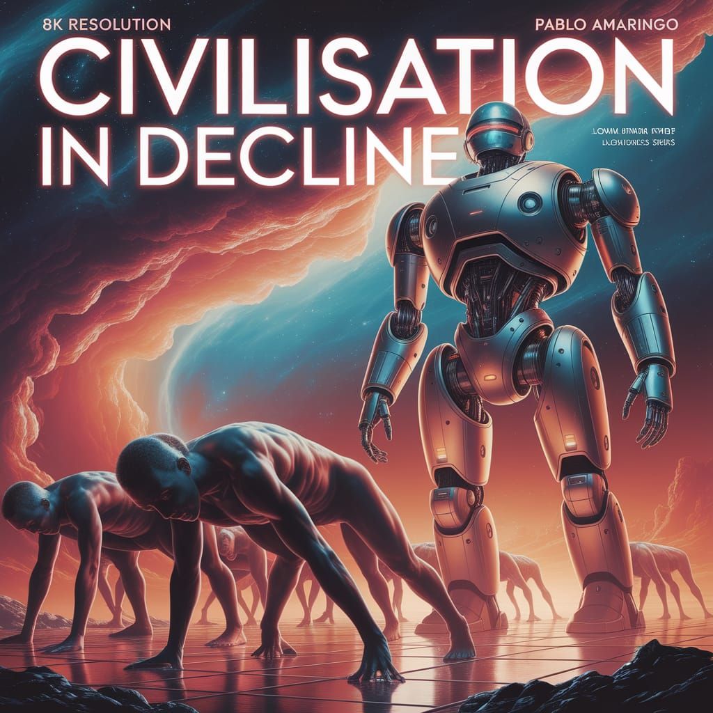 Magazine Cover: Civilization in Decline, Holographic Illustr...