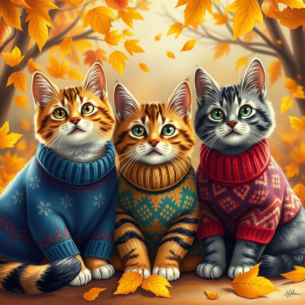 Cats in Sweaters: A Whimsical Autumn Portrait