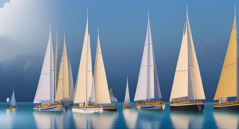 Saint Tropez Harbor: Sailing Boats in Maximalist Style