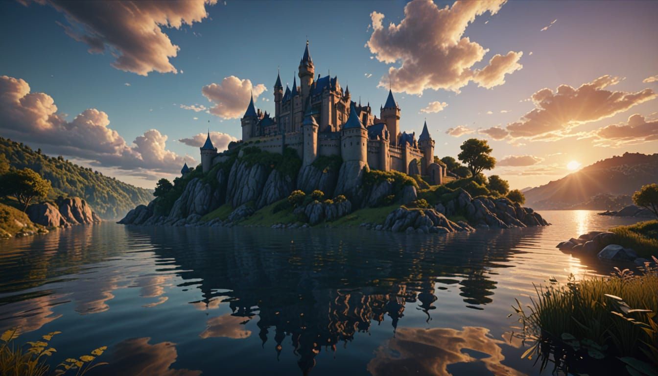 Epic Castle Scene in Vibrant HDR Colors