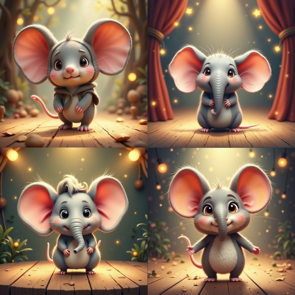 Mouse in Elephant Costume on Stage