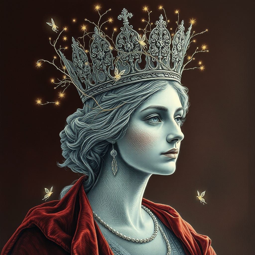 Monarch with Silvervine Halo and Glowing Geometry