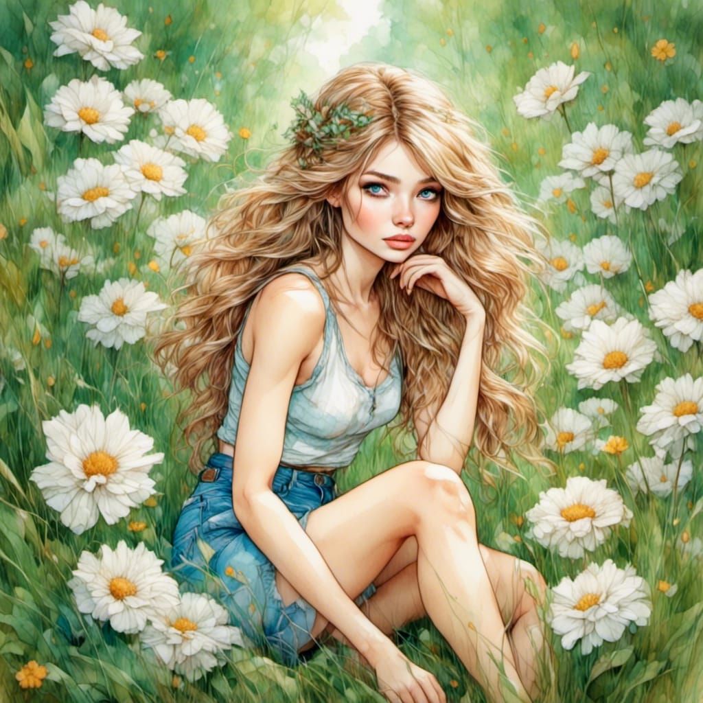 Beautiful Woman Lounging on a Spring Day