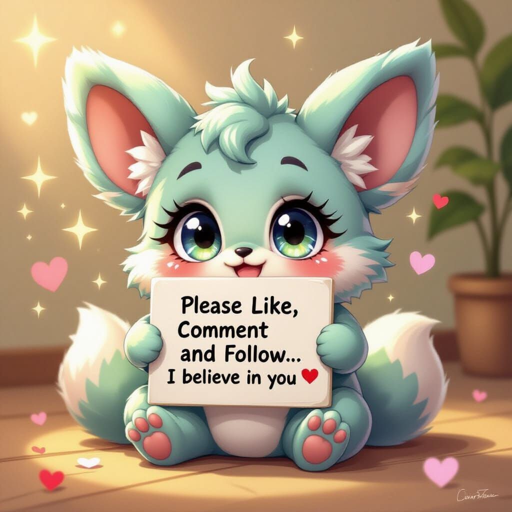 Chibi Creature Asks to Like, Comment, and Follow