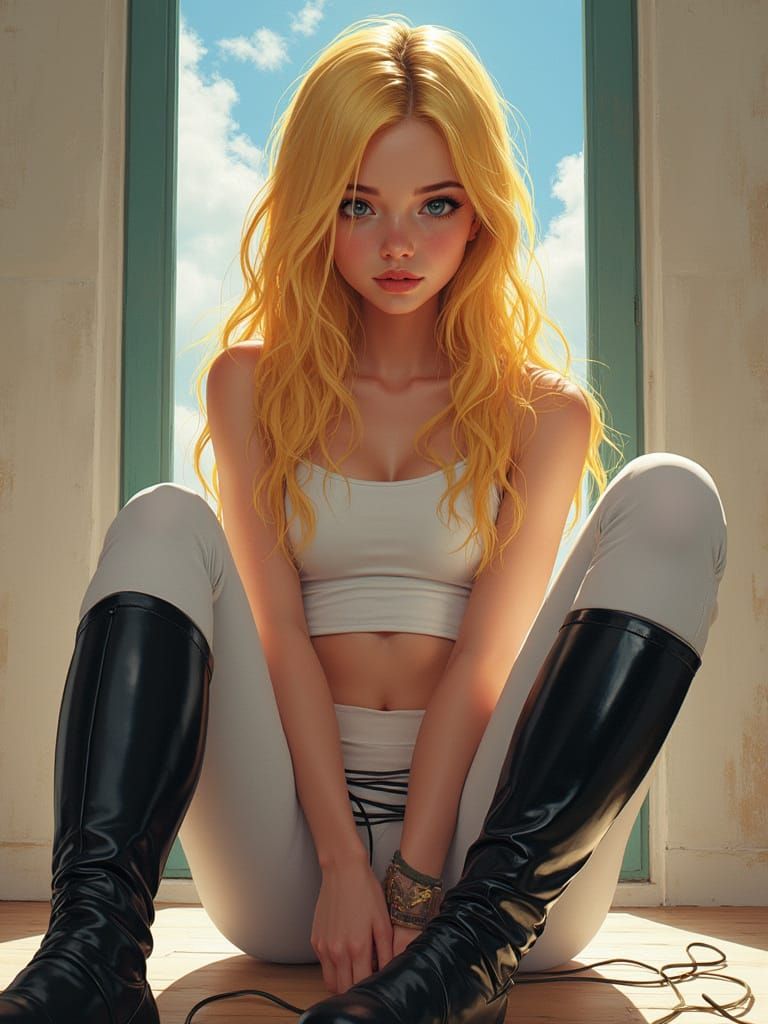 Young Girl in Futuristic Riding Attire