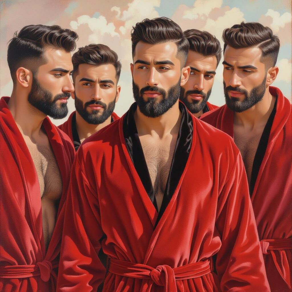 Anxious Bearded Men in Red Velvet Robes