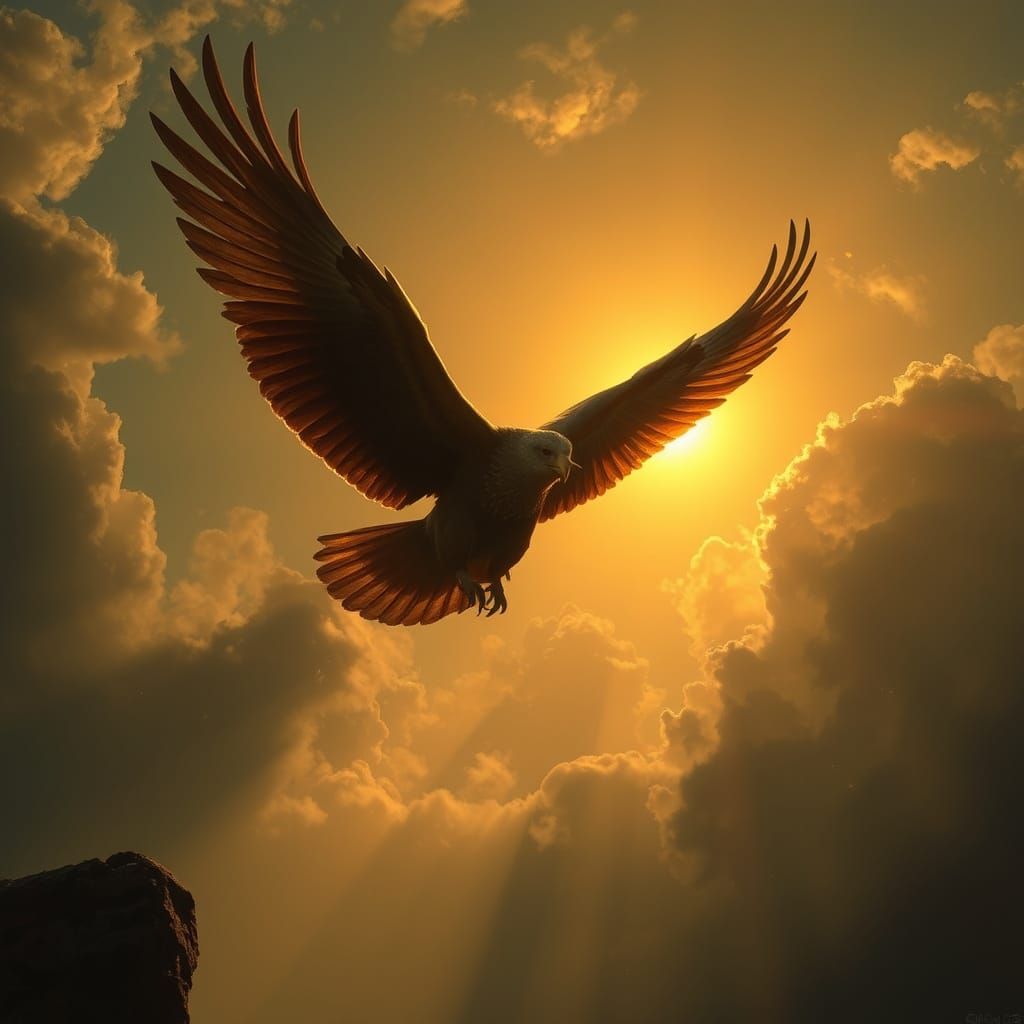 Icarus Soaring to the Sun in Romantic Style