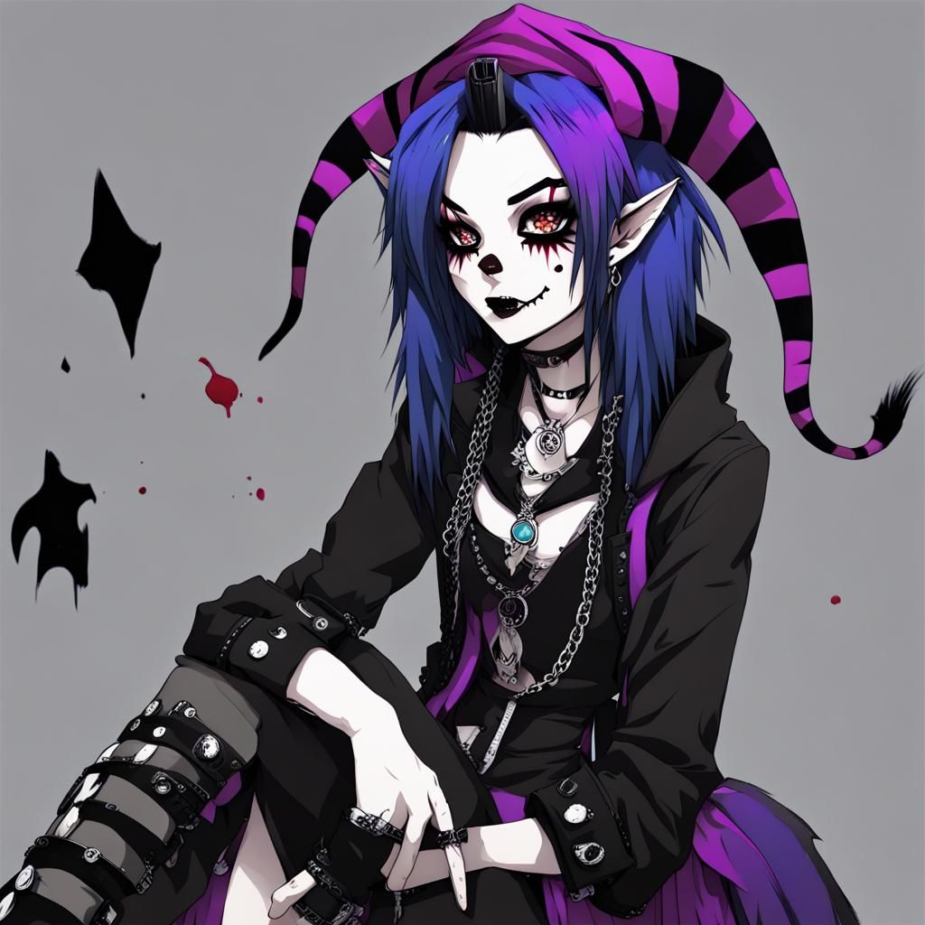 Anime Punk Goth Jester Character