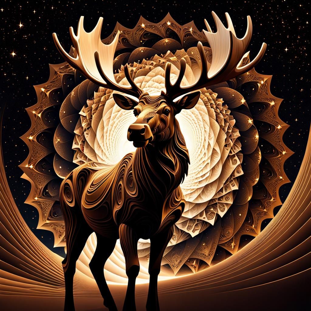 Tessellated Prism with Moose and Stars