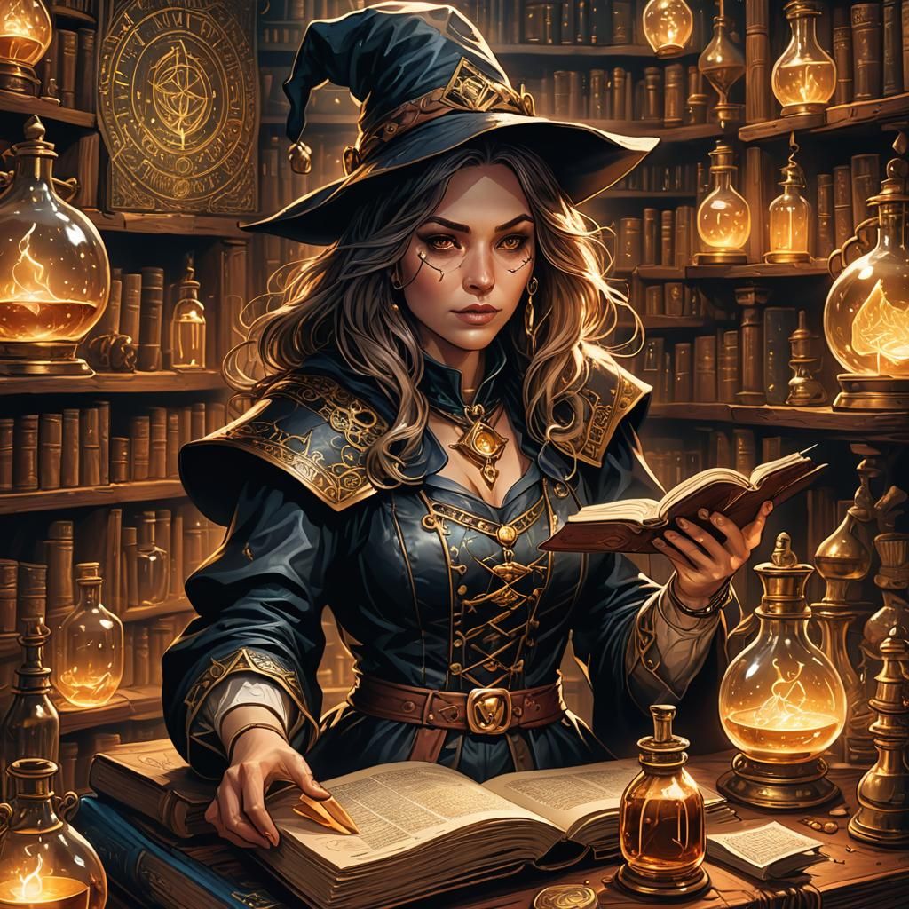 Alchemist Witch in Comic Book Style