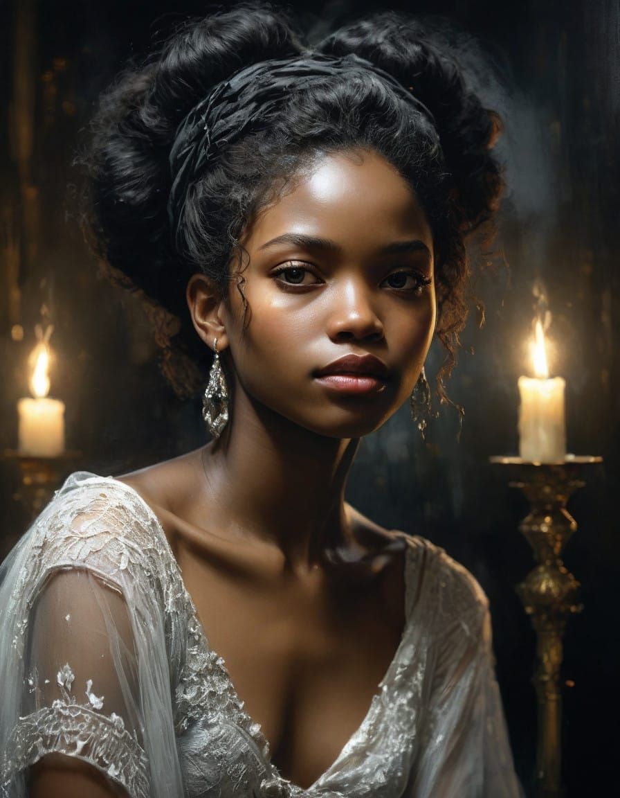 Surreal Fine Art Portrait of a Black Woman in Ethereal Tulle