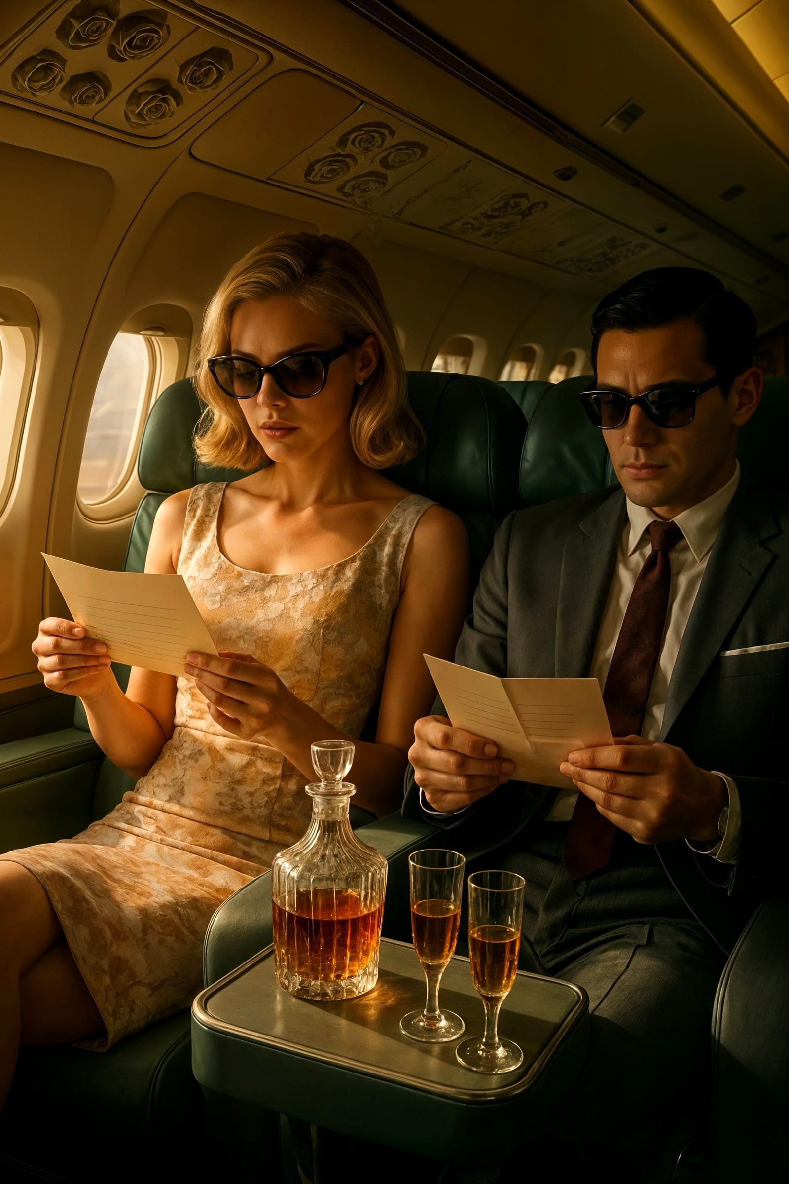 1960s Airliner: Clandestine Lovers in Golden Light