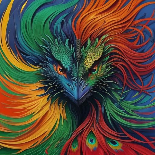 Dragon Woman Portrait in Abstract Expressionist Style