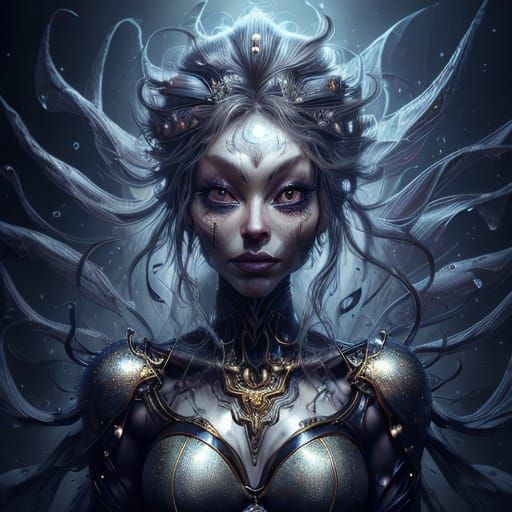 Cyborg Goddess in Shimmering Crystal Armor