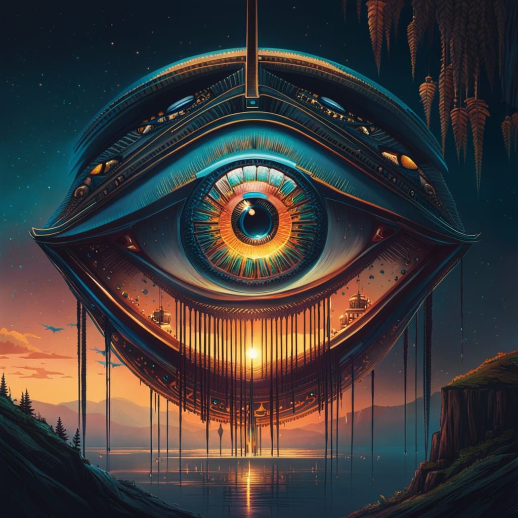 Eye Pyramid Floating: Detailed Concept Art