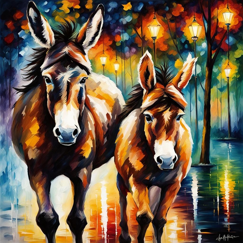 Radiant Night Scene in Afremov Style