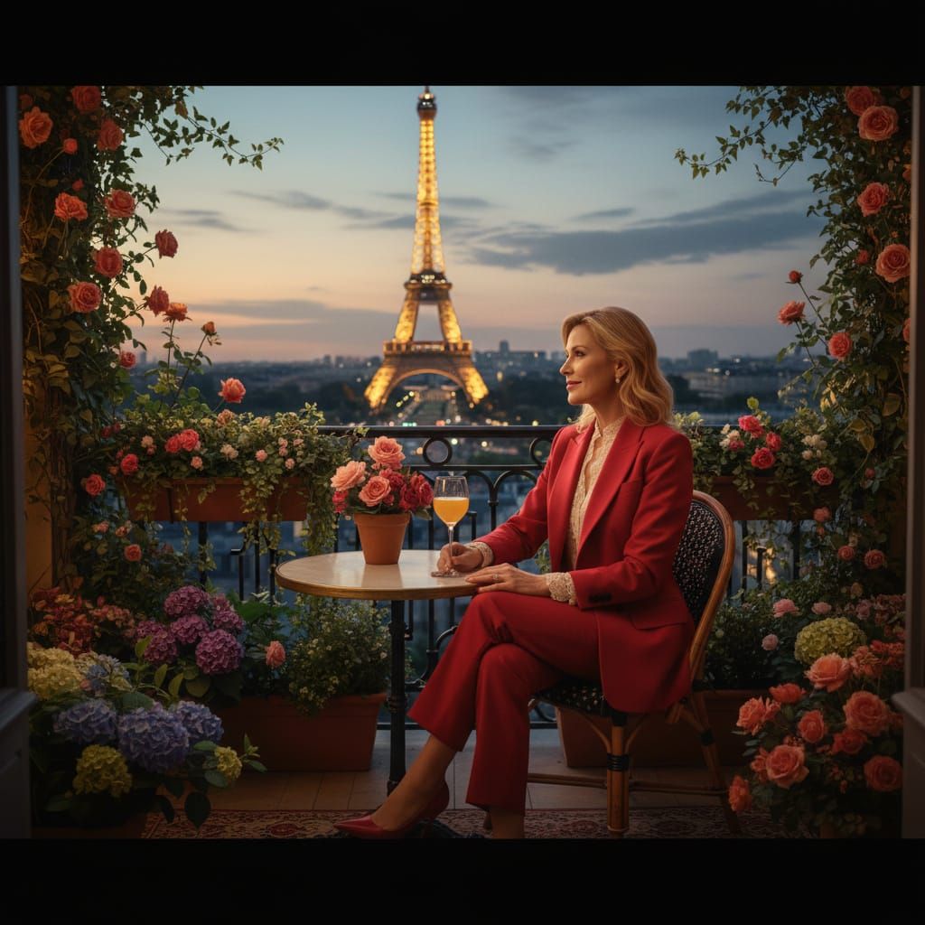 Confident Designer Over 50 Overlooking Eiffel Tower