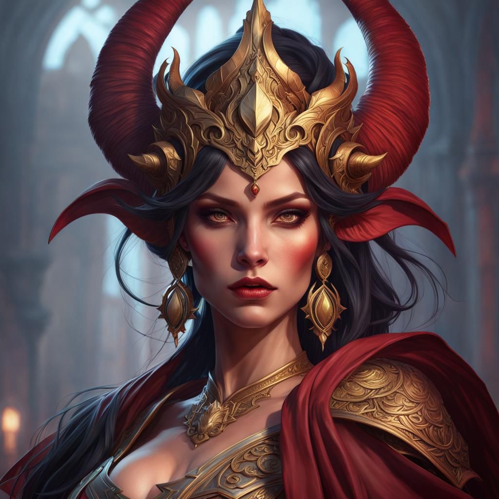 Detailed Portrait of a Female Demon Lord