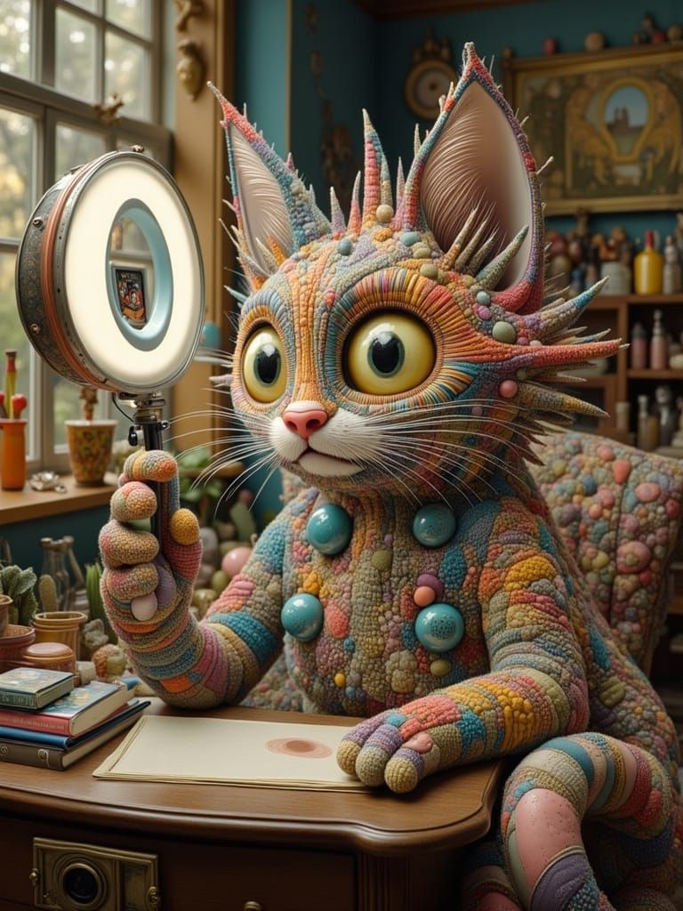 Surreal Patchwork Gen Z Cat Vlogging