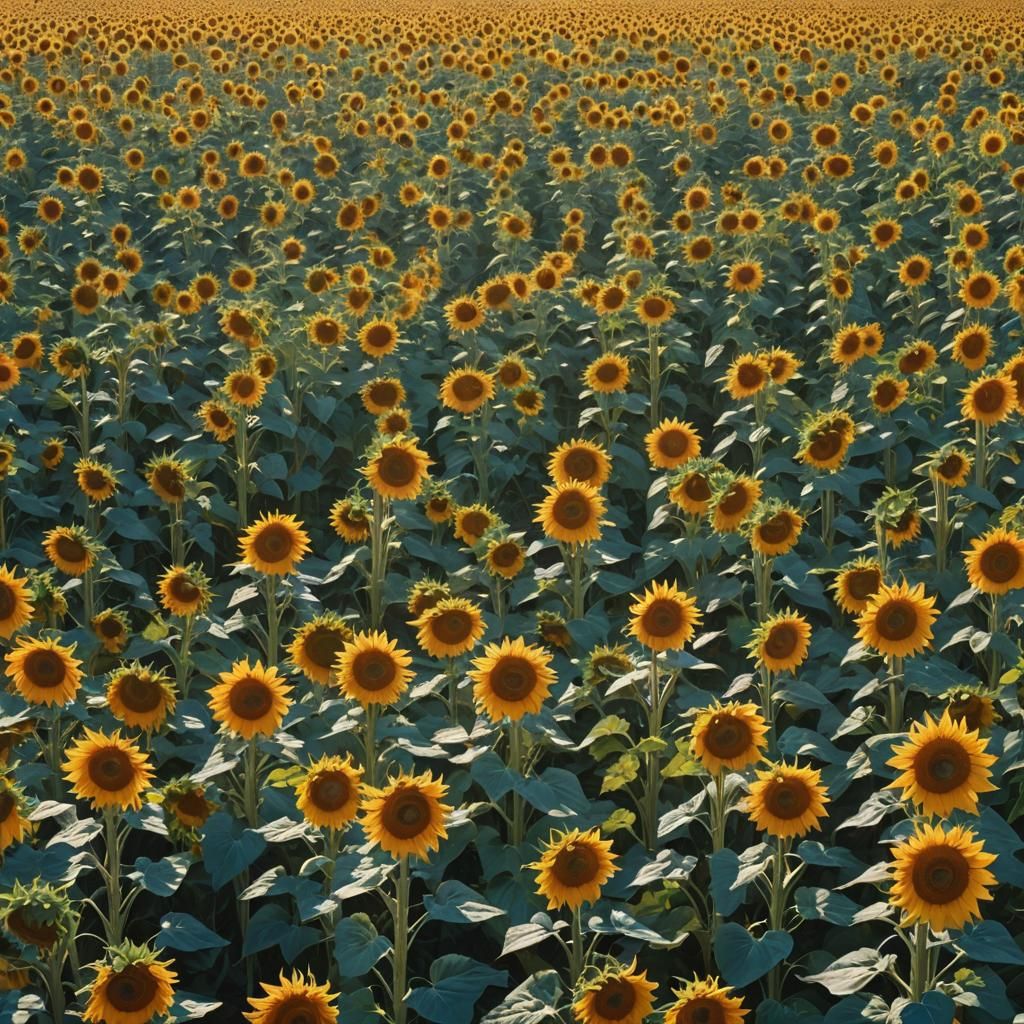 Sunflower Field in Haring Style: Cinematic Matte Painting