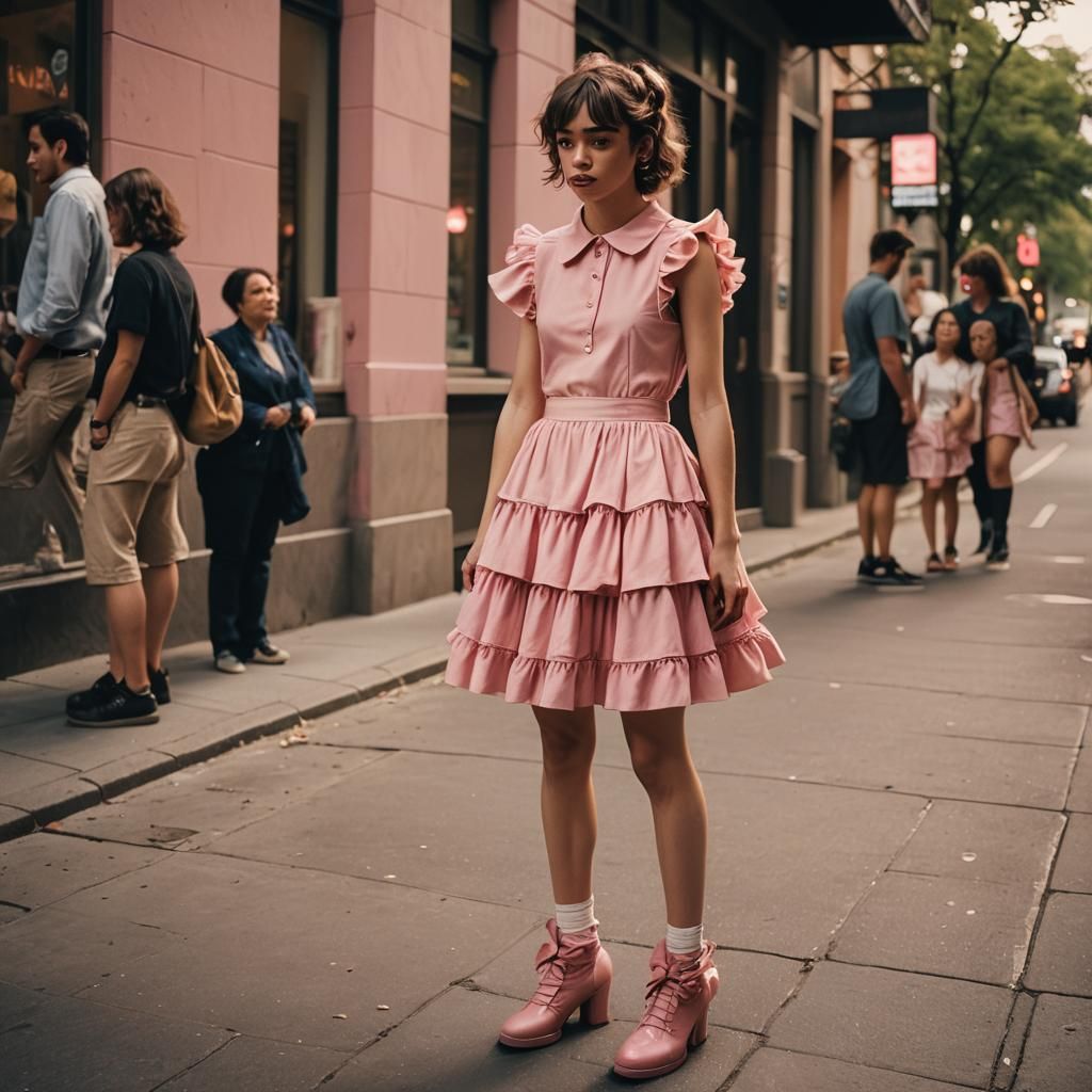 Humiliated Boy in Pink Dress: Cinematic Film Still