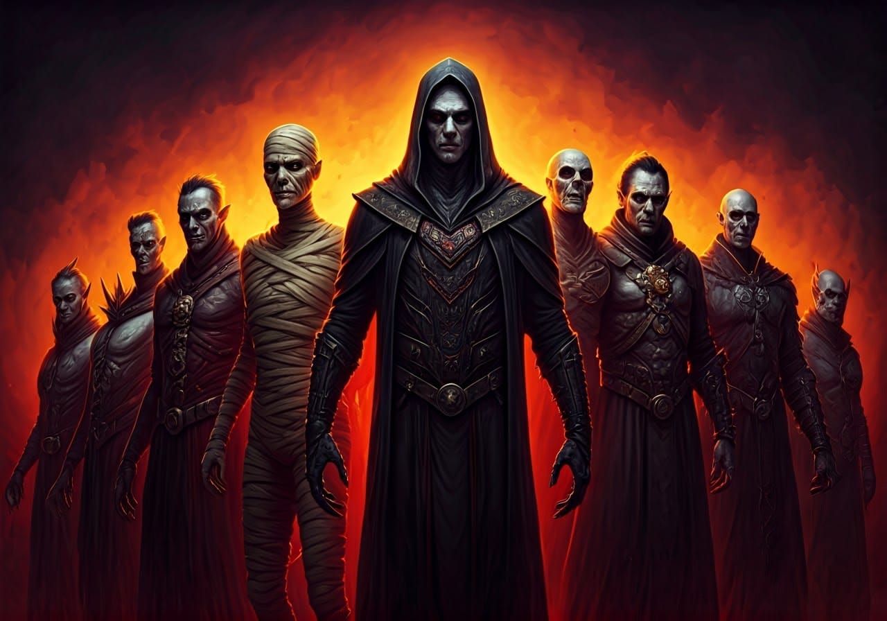 Undead Creatures Group Photo: Hyperrealistic Concept Art