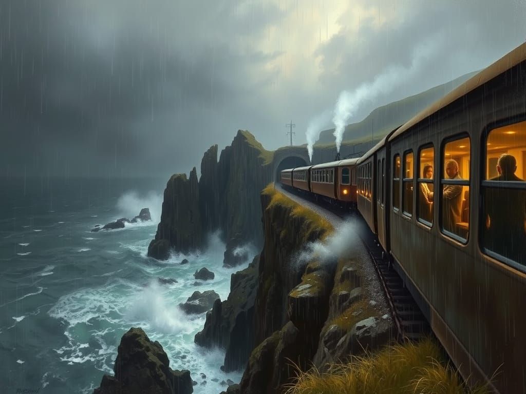 Coastal Cliffs in Moody Turner-Inspired Stormscape