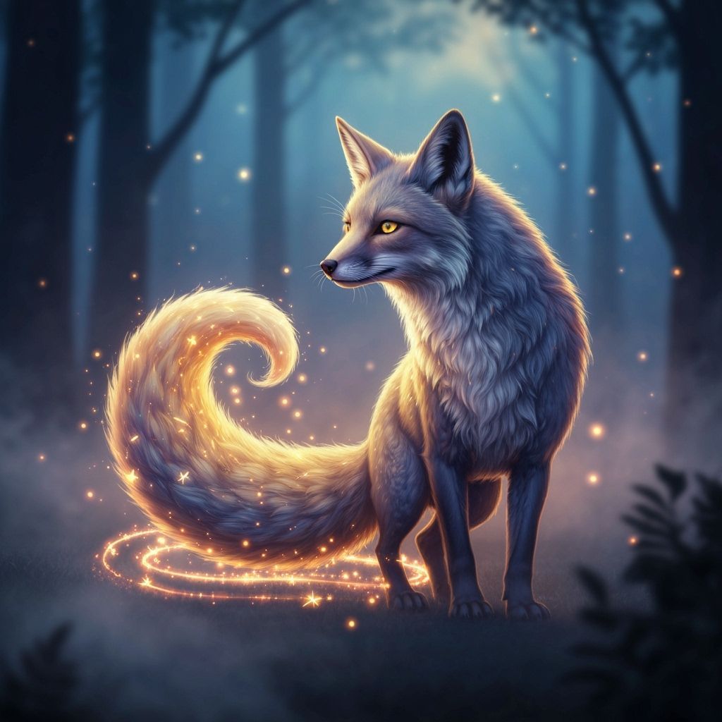 Mystical Spirit Fox in Twilight Forest