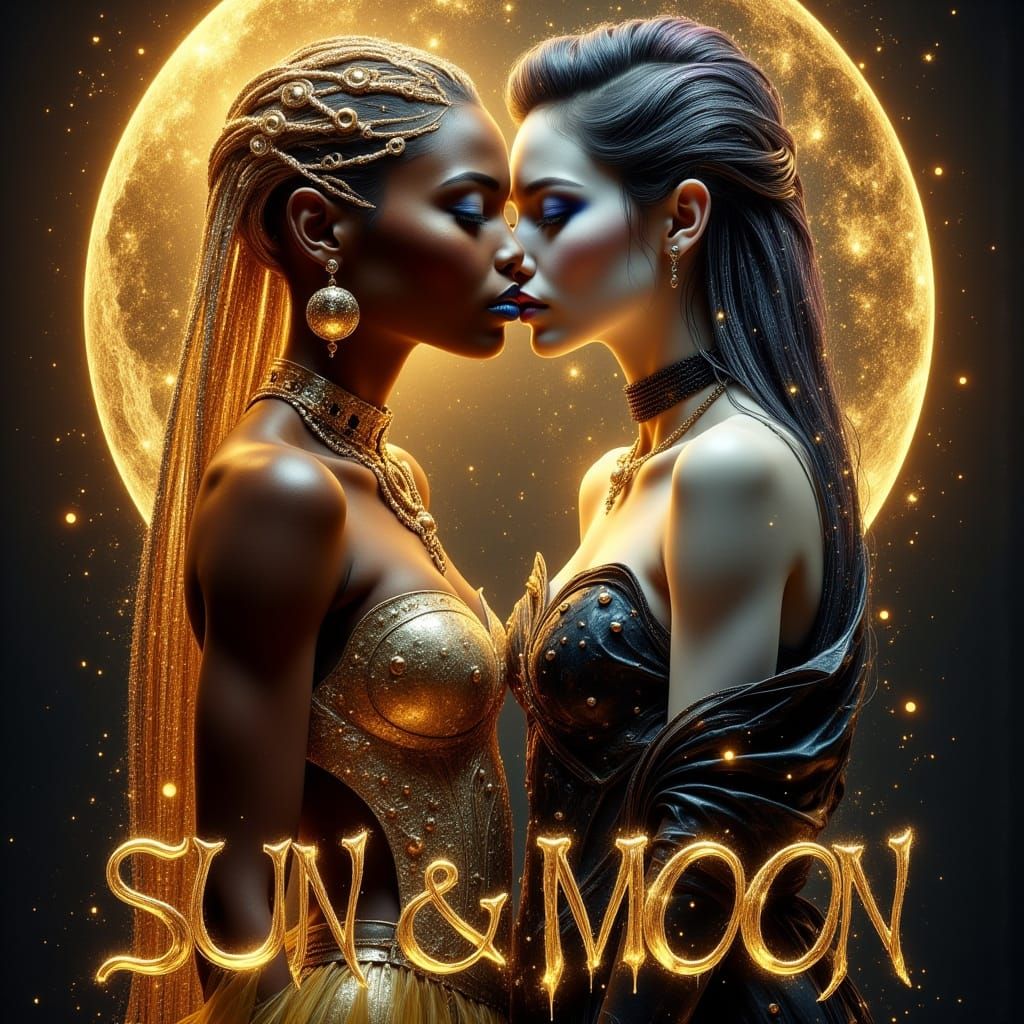 Sun and Moon Goddesses in Shimmering 3D