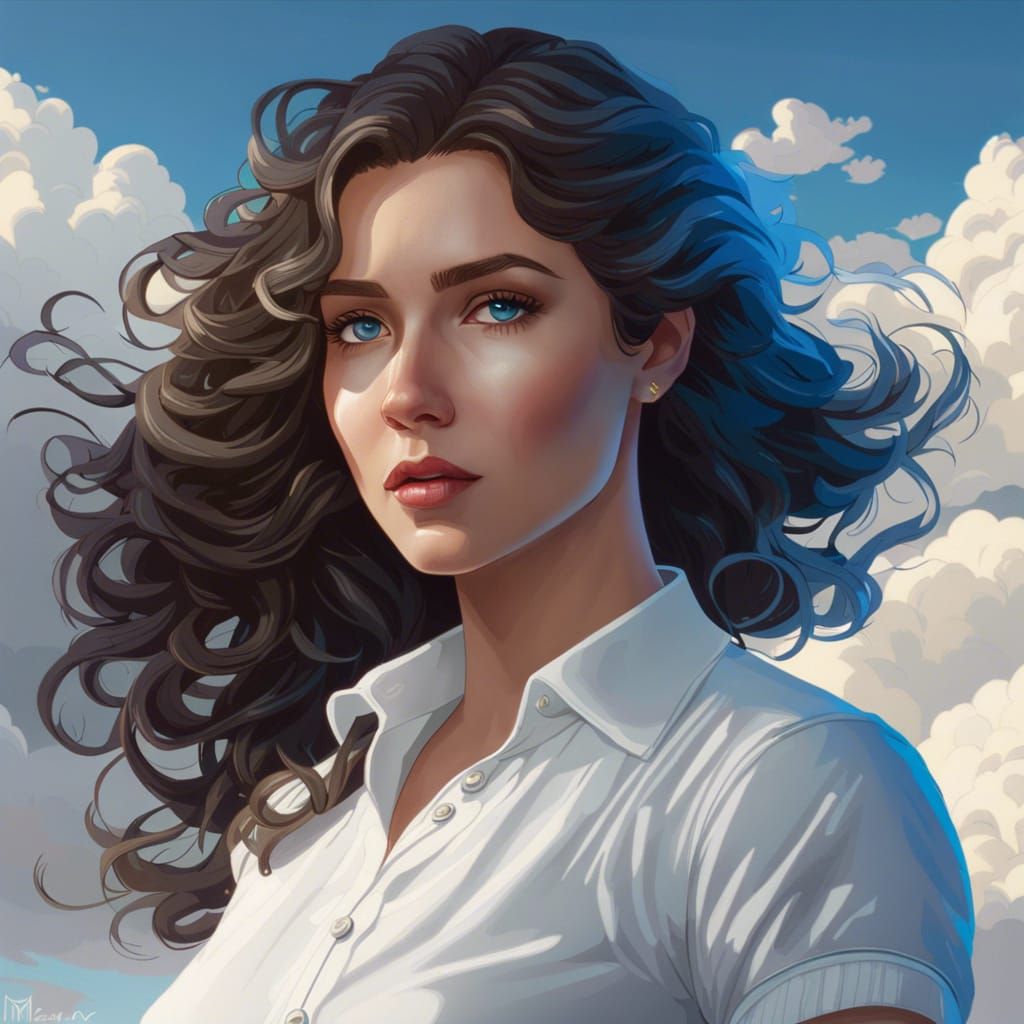 Brunette Woman Portrait in Hyperdetailed Digital Art
