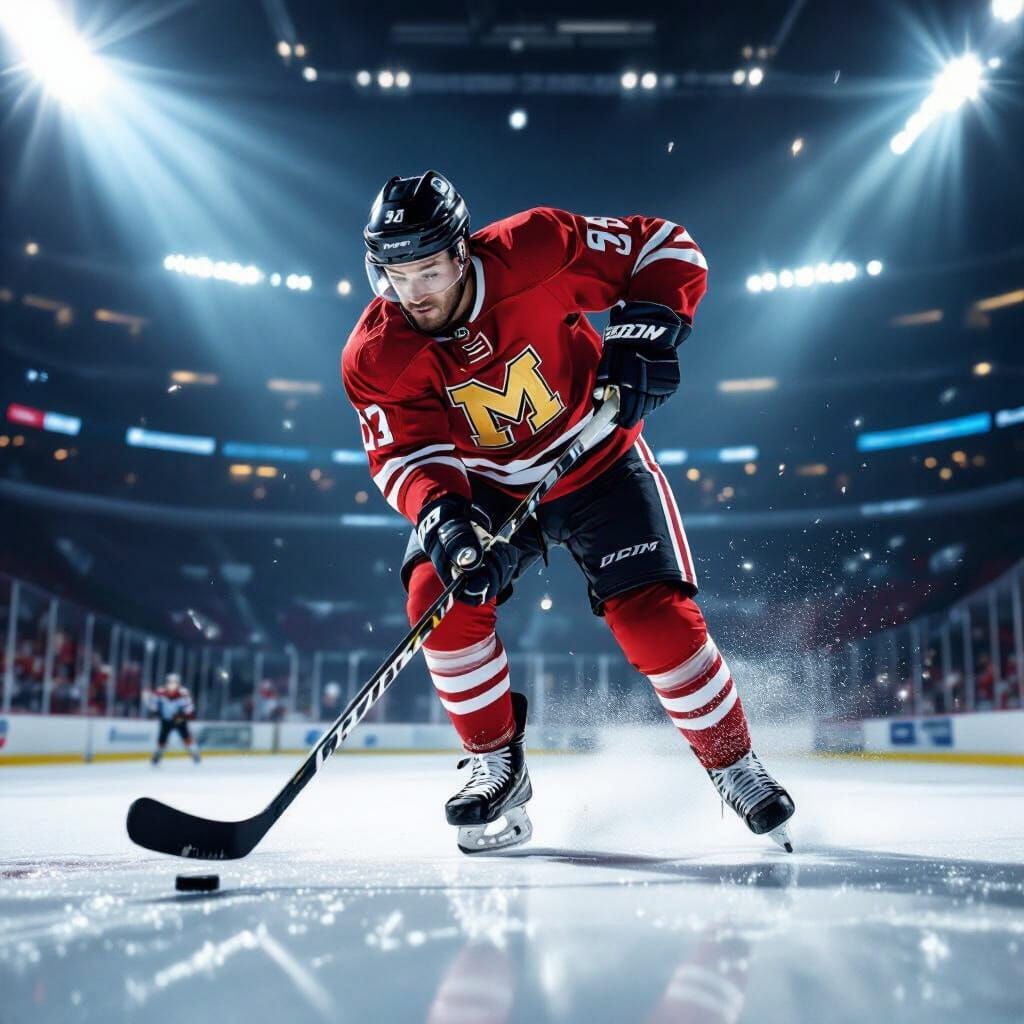 Hockey Player Executes Michigan Move in Cinematic Action Sho...