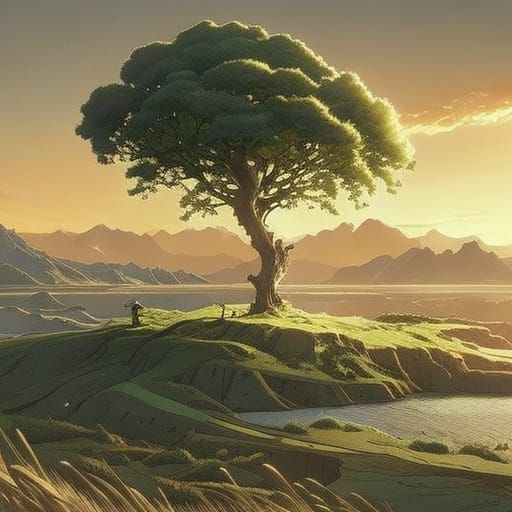 Lonely Tree: Hyperdetailed Digital Illustration