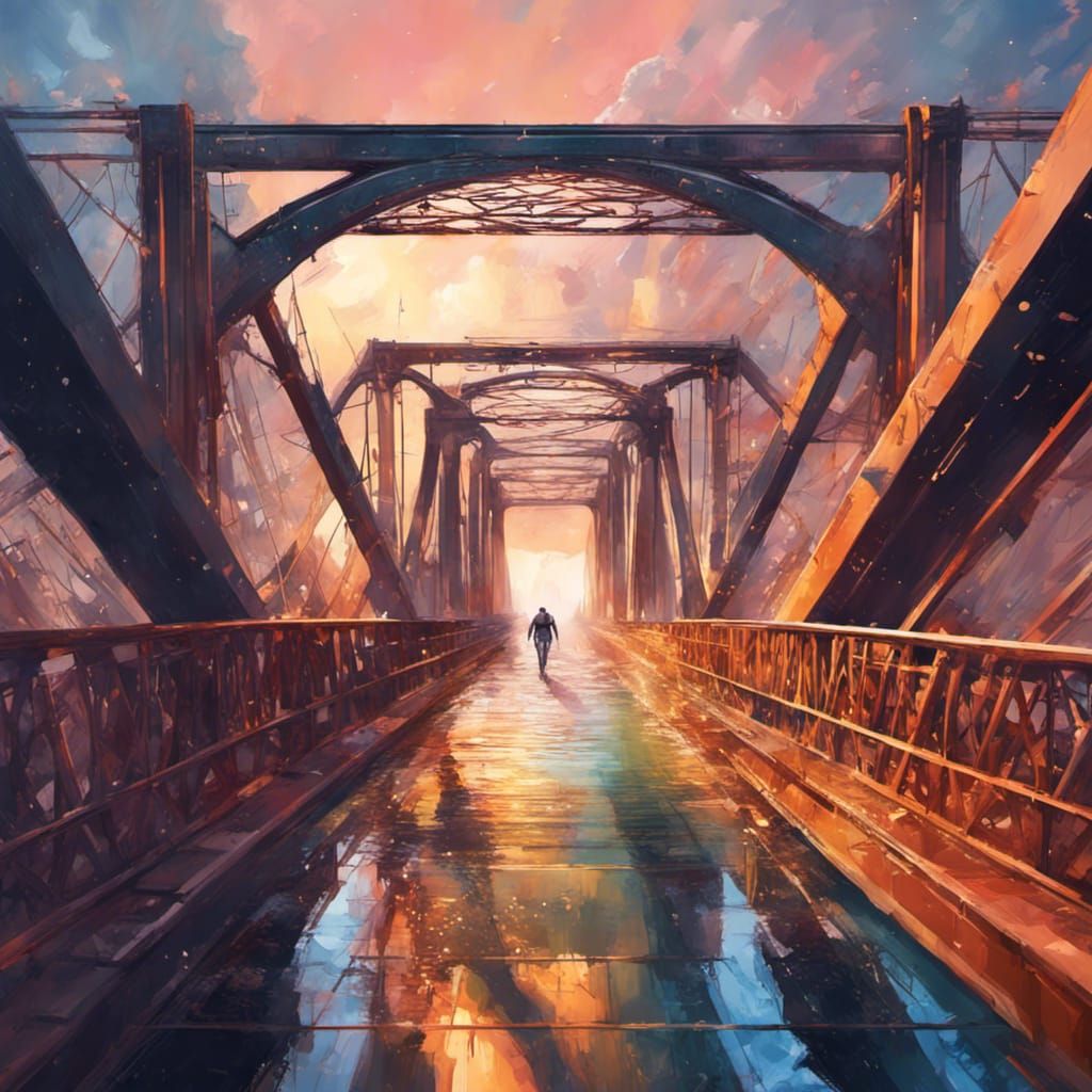 Hyperrealistic Bridge to Infinity: Splash Art Concept