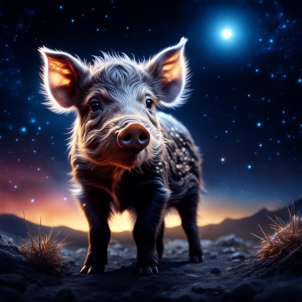 Cute Wild Boar Piglet in Dreamlike Digital Art