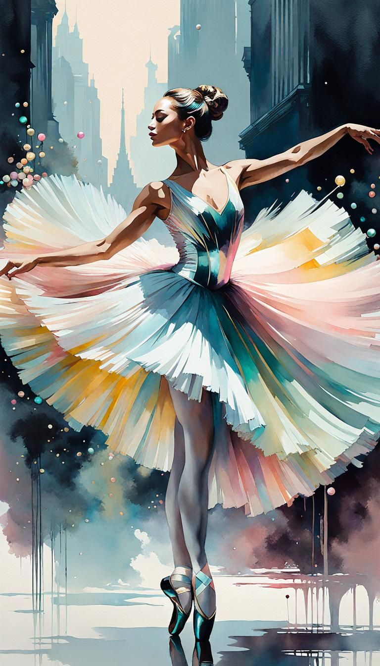Watercolor Ballet Dancer in Candy Colors