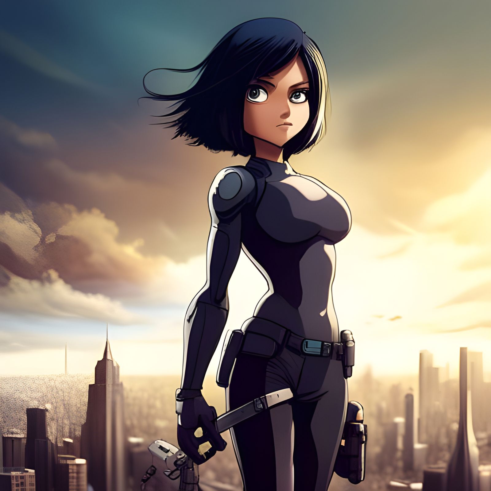 Alita Battle Angel in Gritty City, CGI Action