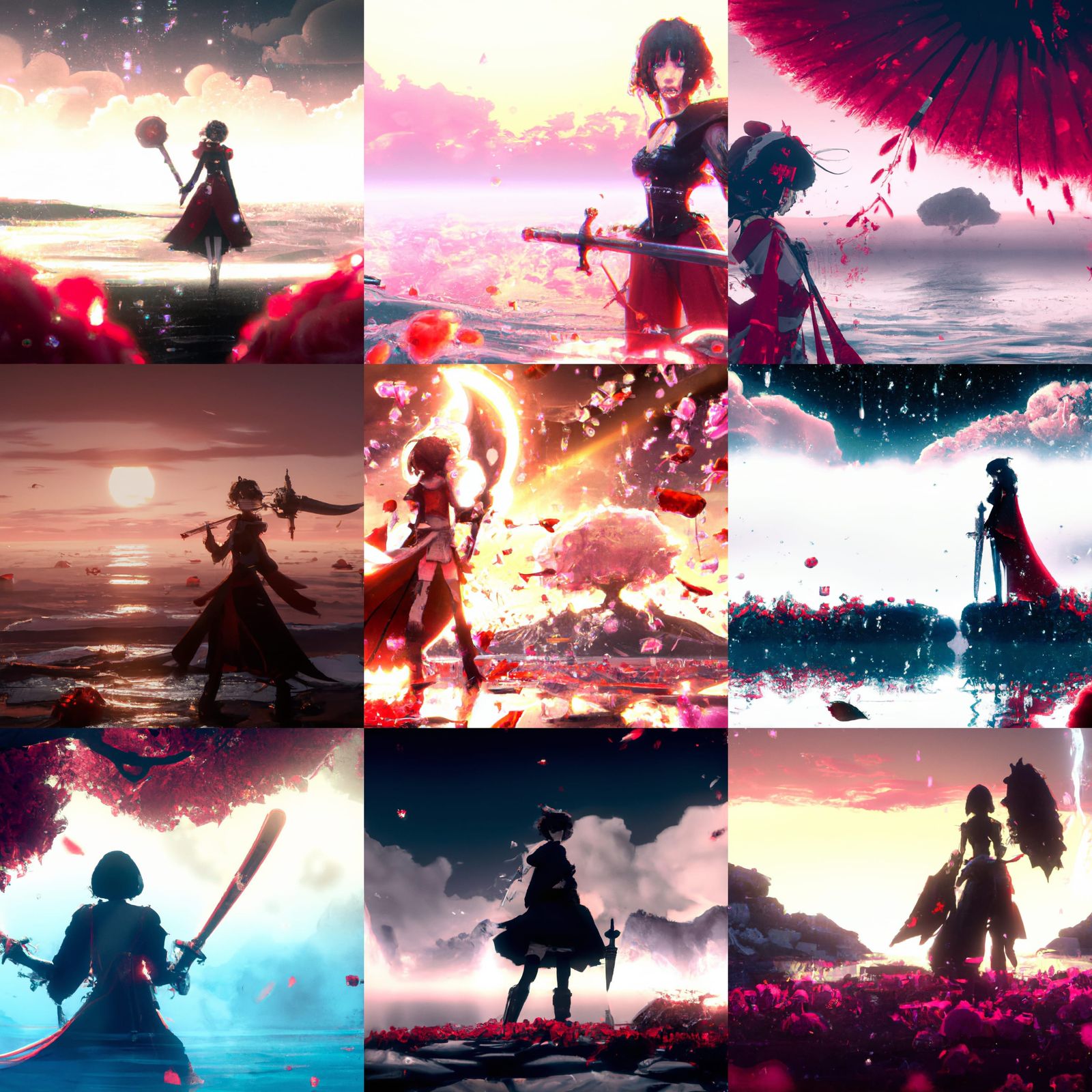 Anime Lady with Eldritch Sword in Gothic Seascape