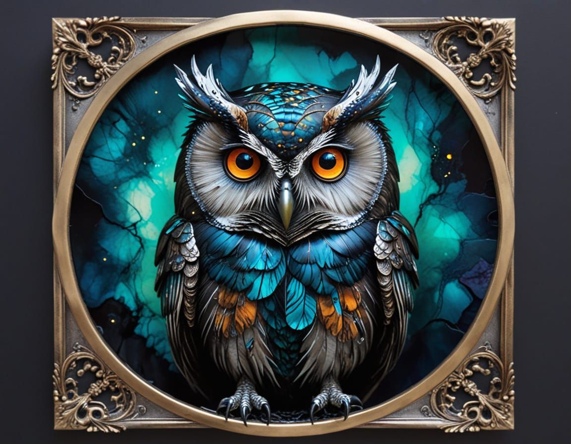 Surreal Owl Masterpiece in Dark Baroque Style