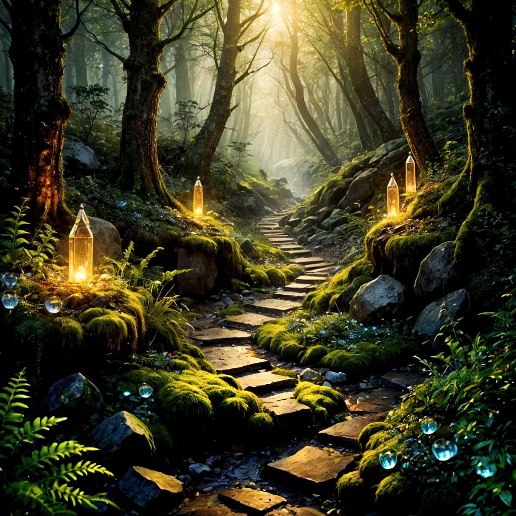 Enchanted Crystal Forest Path