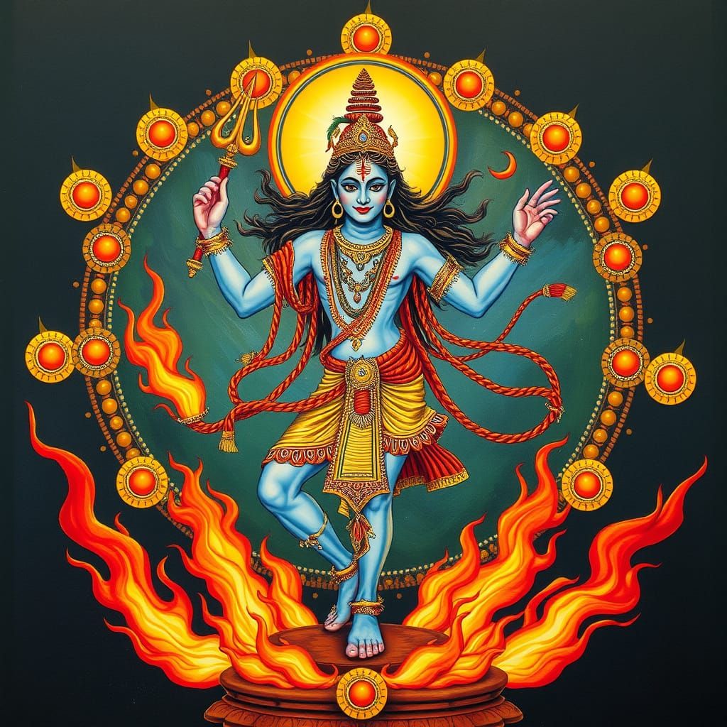Shiva Nataraja Dance in Antique Indian Style
