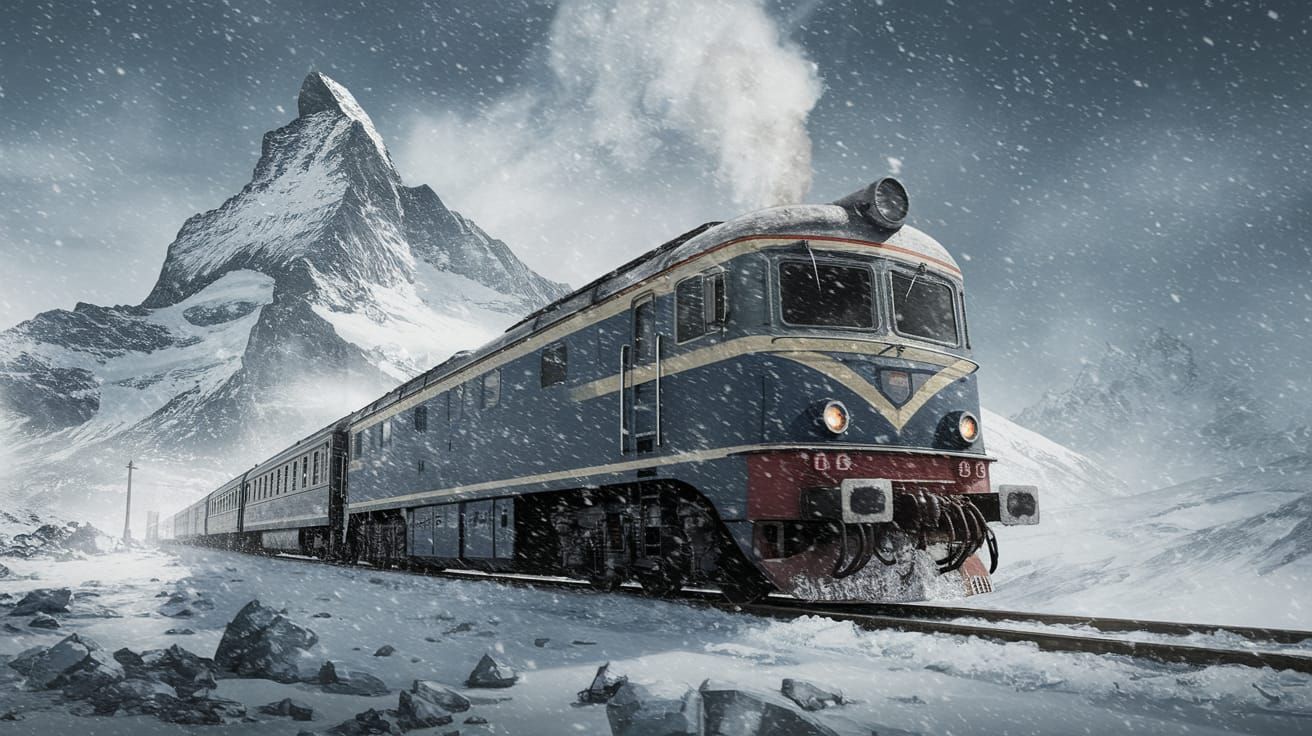 Epic Winter Train Chugs Through Snowy Mountains