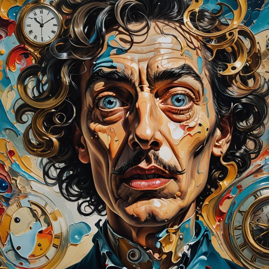 Shocked Face in Surrealist Style with Distorted Features