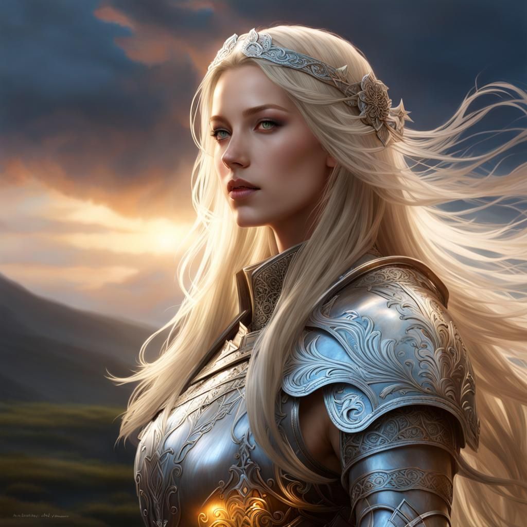 Ethereal Lady Knight in Silver Armor