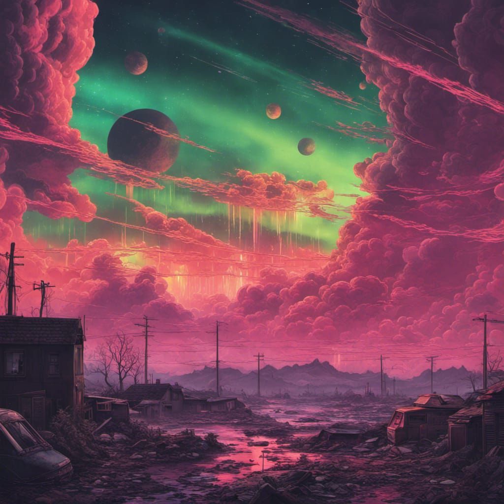 Apocalyptic Aurora Borealis in 50s Style