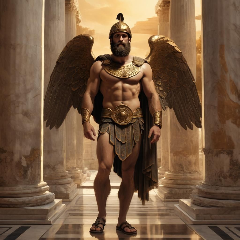 Classical Greek God Ermes in Warm, Earthy Tones