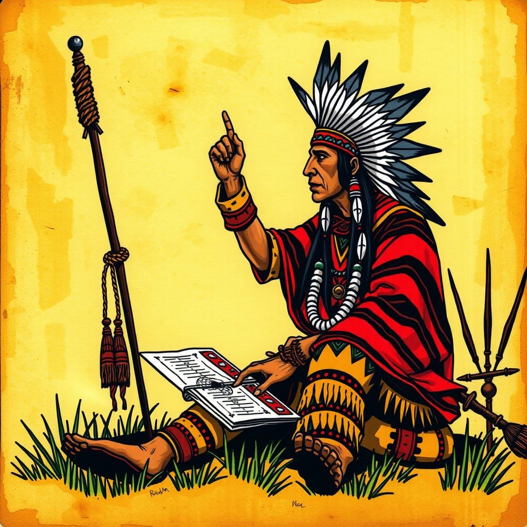 Native American Shaman Reads the Future with Tarot