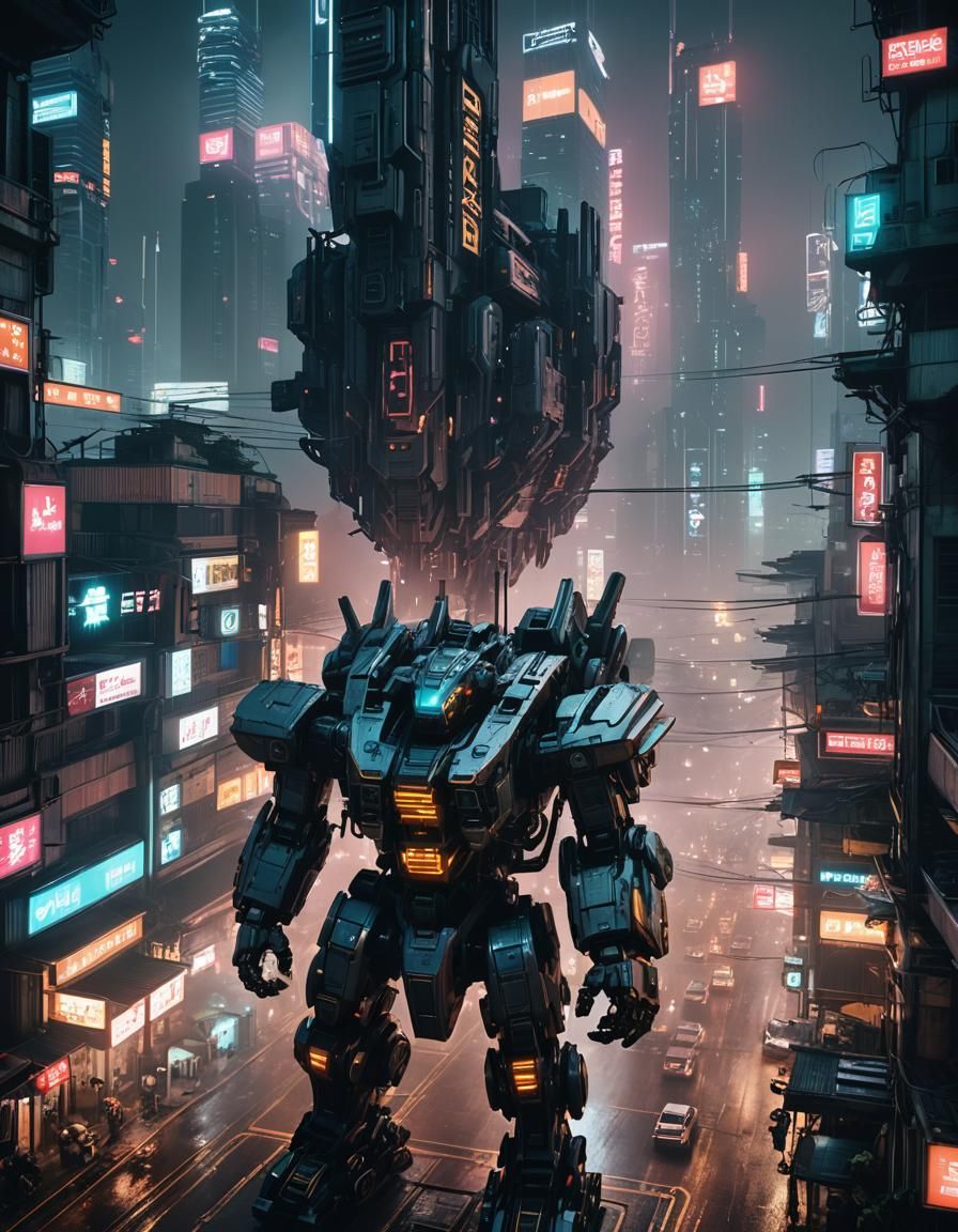 Cyberpunk Kuala Lumpur Cityscape with Neon Lights